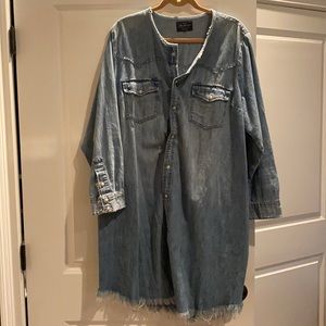 NEW Distressed Denim Snap Front Jean Dress